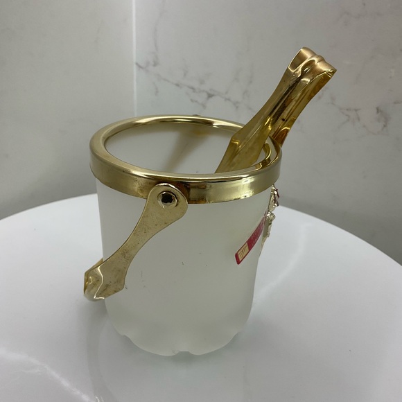 Vintage 1960’s frosted glass personal ice bucket with tongs - Picture 3 of 13